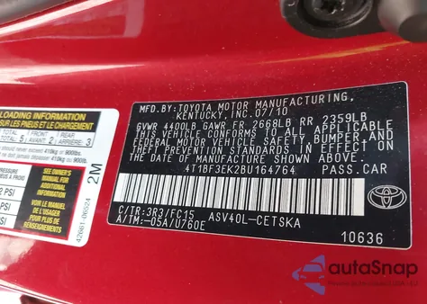 2011 Toyota Camry Se z USA, uszkodzony, nr VIN 4T1BF3EK2BU164764